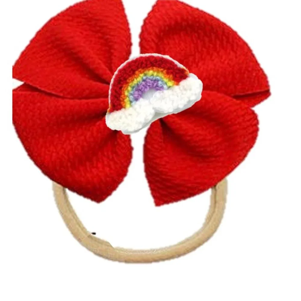 Rainbow Baby Girl Bow Outfit Birthday Headband Clip Bow Rainbow Brite Dress